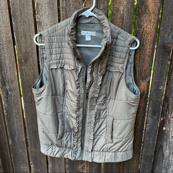 Christopher & Bank Sage Green Ruffle Vest Sz M - Picture 8 of 10